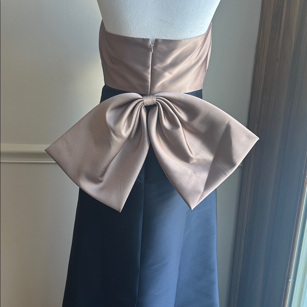 Sachin & Babi Dhalia Gown Dress in Midnight Blue Pink Column Back Bow Size 4 NWT